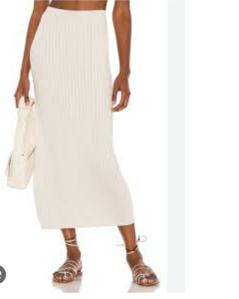 Free People Beach Cotton Ribbed Midi Skirt in Cream Sz Small